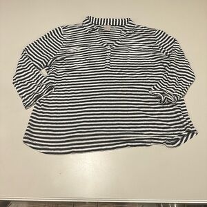 Chicos Navy and White Striped 3/4 Sleeve Top